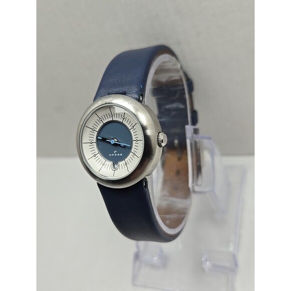 Cross WFK19 Bullseye Blue Dial Quartz Watch Date Womens Silver Tone New Battery - Picture 2 of 12